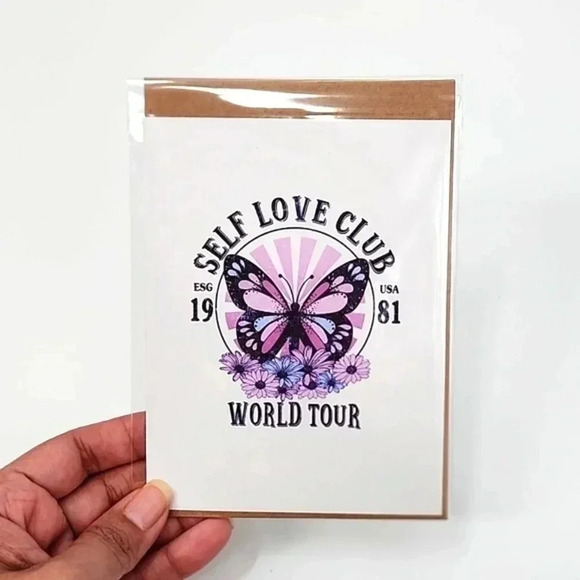 Self Love Club Handmade Blank Greeting Card 4x6 - Picture 1 of 1